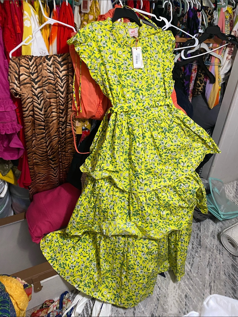 Banjanan Yellow Floral Ruffle Maxi Dress
